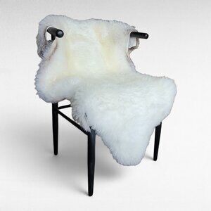 Genuine Sheepskin Rug Rustic Primitive Natural Tan Raw Edges 44" x 32"